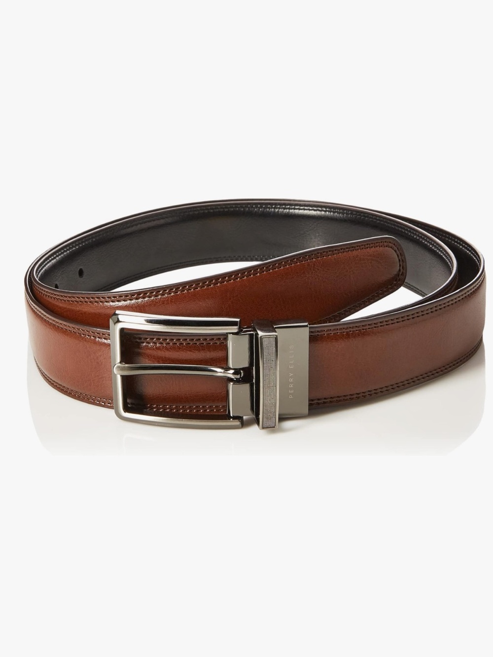 Perry Ellis portfolio Double stitched leather Reversible belt